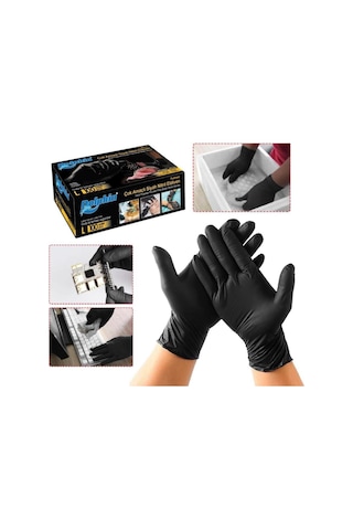 Dolphin Çok Amaçlı Pudrasız Siyah Nitril Eldiven M 100'Lü 5 Paket