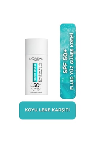 Ayrex L'oreal Parıs Bright Reveal Spf50, Koyu Leke Karşıtı Fluid Günlük Yüz Güneş Kremi 50ml