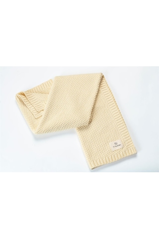Picky Baby Organik Örgü Battaniye Vanilya Sarı
