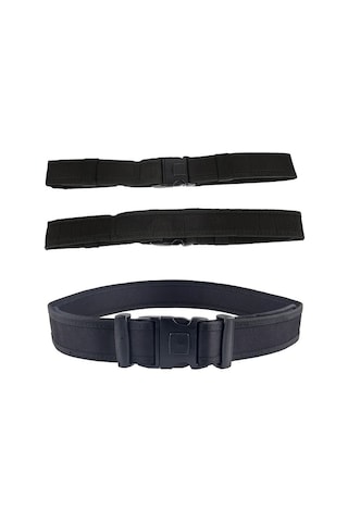 Kordak Siyah Düz Palaska - Ayarlanabilir Cırtlı Outdoor Kemer - 5 cm
