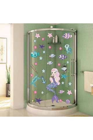 Ack Ultralight Deniz Kızı Deniz Yıldızları ve Balıklar Duşakabin Banyo Sticker