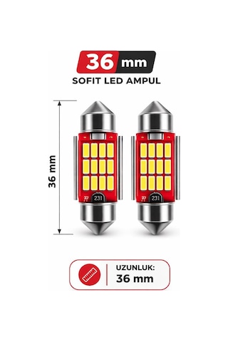 36mm C5w Sofit Led Ampul, Beyaz, Canbus Arıza Lambası Yakmaz, Plaka Ve Tavan Lambası İçin, 2 Adet