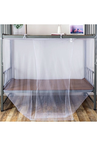 Geeksen Yurt Tipi Tek Çift Kişilik Ultra Sıkı Örgü Beyaz Cibinlik 90x200 Cm