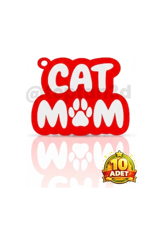 10 Adet Cat Mom Anahtarlık Hediyelik, 3d Kedi Sahiplerine Özel Anahtarlık