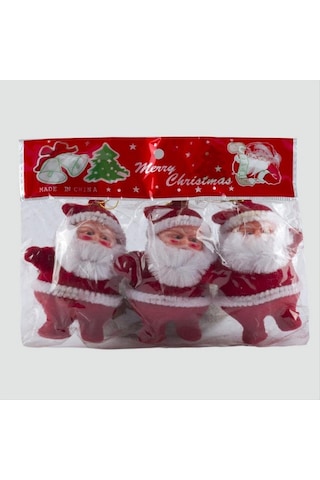 Cosmotex 11154884 - Kırmızı 3 Lü Noel Baba Yılbaşı Ağaç Süsü - Kırmızı