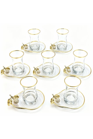 Özel Seri 6 Lı Çay Seti Hediyelik Çay Takımı Altın