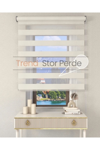Beyaz Etek Dilimsiz Zebra Stor Güneşlik Perde Beyaz