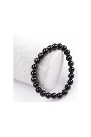 Tesbih Sakarya Siyah Parlak Oniks Taşı Doğaltaş Unisex Bileklik Siyah