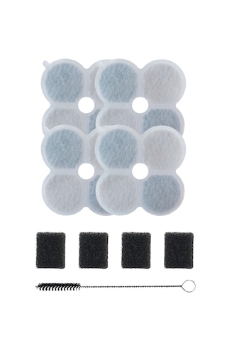 Kedi Su Pınarı Filtre Seti X8658 Uyumlu 4+4 Karbon Sünger Filtre + Temizlik Fırçası X8814