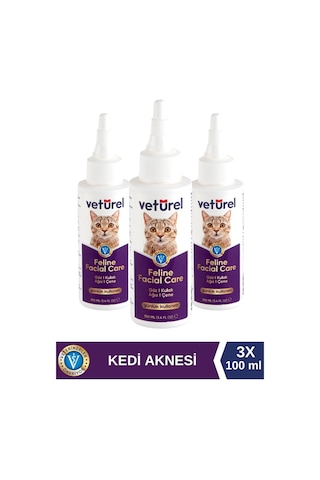 Veturel Kedi Yüz Temizleme Kulak Burun Ağız Çene Gözyaşı Lekesi Bakım Spreyi 3 x 100 ML