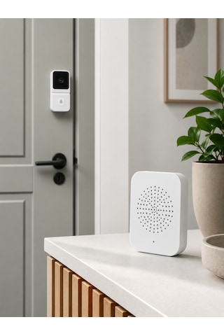 Beyaz Wi-fi Akıllı Görüntülü Kapı Zili Hd Kamera, Gece Görüşü Ve Telefon Bildirimli Kablosuz Kapı Zili - Lisinya
