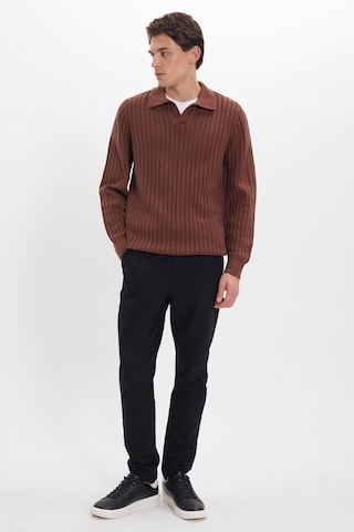 Tudors Erkek Standart Fit Normal Kesim Polo Yaka Kahverengi Kazak-46287
