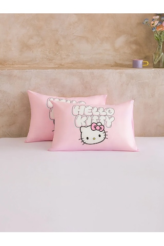 Pembe Hello Kitty Baskılı Yastık Kılıfı 2'li 50x70 Cm
