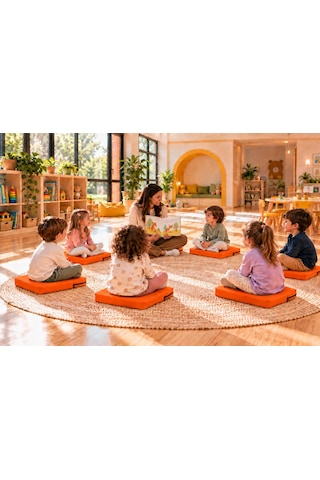 40x40x5 Cm Kare Minder - Sandalye Minderi - Kreş Anaokulu Oyun Aktivite Minderi - Bahçe Dekor Minderi Turuncu