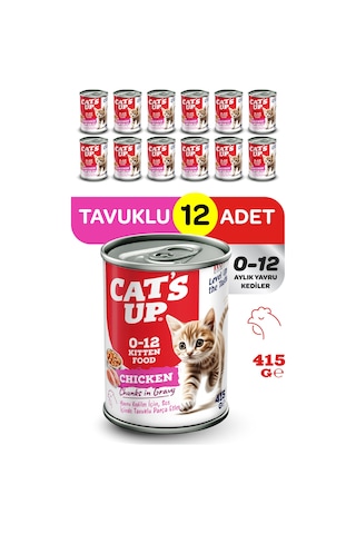 Cats Up Yaş Yavru Kedi Maması Tavuklu 415gr 12li