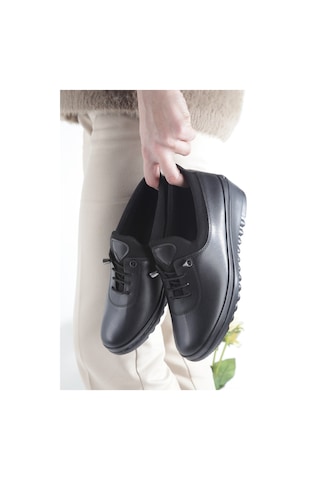 Meyoushoes Lastikli Yüksek Tabananne Ayakkabı Siyah 38