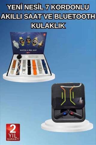 2025 Model Kablosuz Kulaklık Ve Yeni Nesil Akıllı Saat Metal Kayış Plastik Kayış