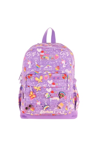 Kaukko Kids Dört Bölmeli Kız Çocuk Silikon Aksesuarlı Mor İlkokul Çantası Mor