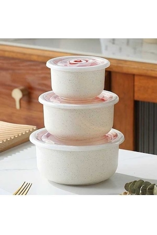 Trendooze Gaojunshop01 Bej 3lü Hava Geçirmez Yığılabilir Gıda Saklama Kabı Seti Mutfak Organizasyon İçin Sakinlik Bej