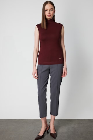 On Kadın Dik Yaka Kolsuz Basic Bluz 61432 Bordo Bordo