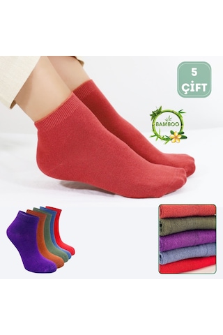 Kral Socks Kadın Kaliteli Bambu Patik 5'li Dikişsiz Görünmez Parfümlü Çorap Asorti 5
