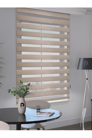 Br Perle Pliseli Sütlü Kahverengi Zebra Perde Yüksek Kalite Alüminyum Kasa Sütlü Kahve