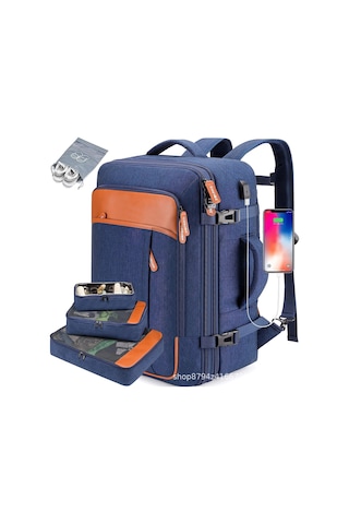 Büyük Kapasite Su Geçirmez Bilgisayar İş Seyahat Bagaj Sırt Çantası Lacivert Lacivert