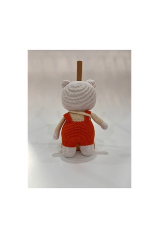 El Yapımı Amigurumi Kedi Örgü Oyuncak Bebek Tığ İşi 24 Cm Sevimli Hediye Turuncu