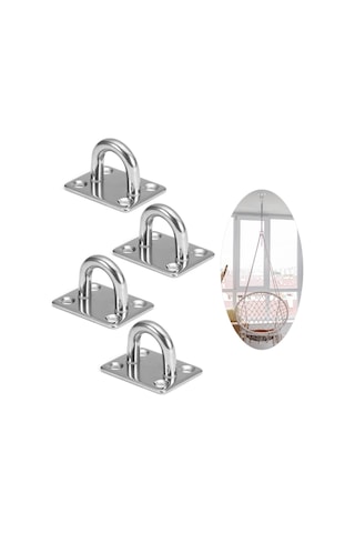 Youtek 304 Çelik Kare Göz Tahtası Seti 4 Adet - M8, Spor Aletleri/swing Asma İçin, 180 Kg Yük Dayanımı Somun Yok