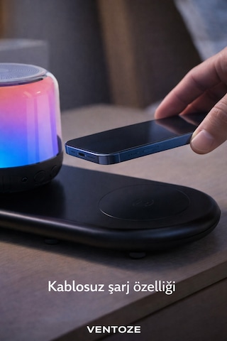 Kablosuz Şarj Standlı Bluetooth Hoparlör Masa Üstü Telefon Tutucu Ve Şarj İstasyonu 3 Ü 1 Arada