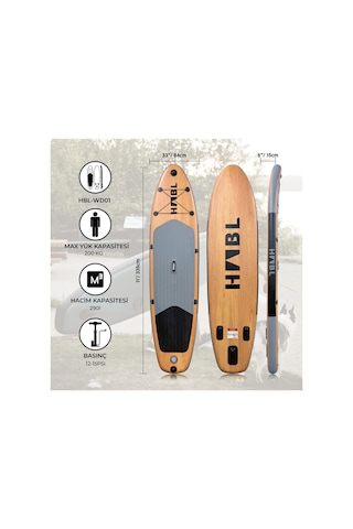 Şişme Sup Board/ Stand Up Paddle Board 84 335 15cm Full Set Deluxe Ahşap