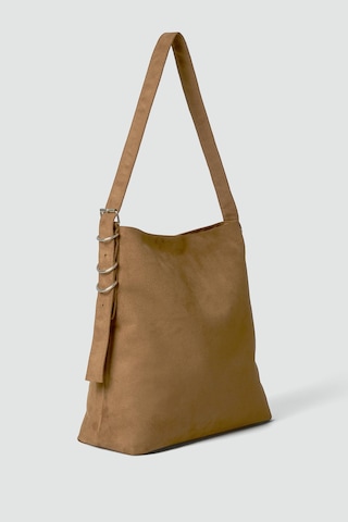 Shule Bags Vague Süet Omuz Çantası Camel Camel
