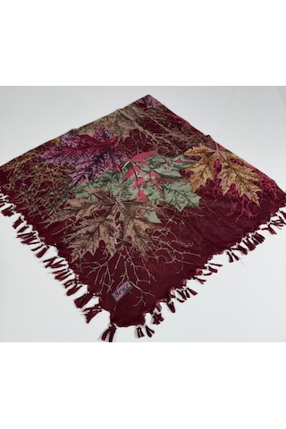 Beyce Cotton Sökme Boncuklu Desenli Tülbent 06439 Bordo