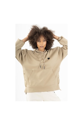Maraton Sportswear Comfort Kadın Kapşonlu Uzun Kol Basic Açık Vizon Sweatshirt 21915-açık Vizon Açık Vizon