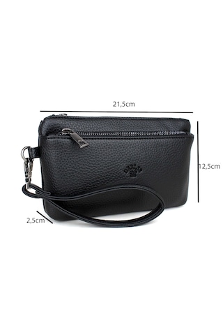 Erkek Siyah Bileklik Kemerli Ince Portföy El Çantası Siyah