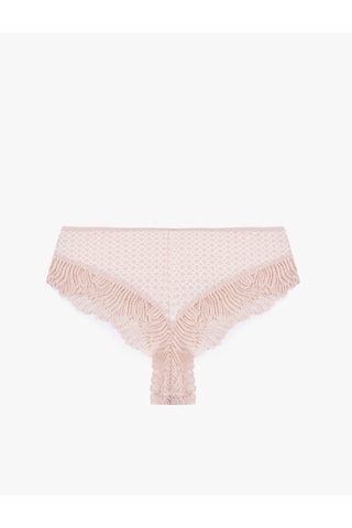 Koton Rahat Kalıp Pamuklu Dantel Detaylı Desenli Brazilian Külot Pembe Ekose 7wlk30118mk Pembe Ekoseli
