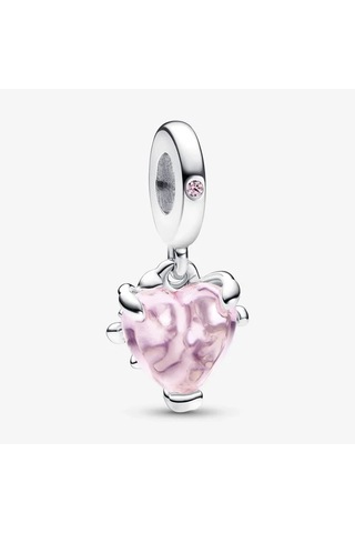 Nur Silver Pembe Aile Ağacı Ve Kalp Sallantılı Charm Nur-cm00453 Gümüş
