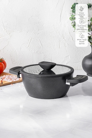 Emsan Diamente Derin Tencere 20 Cm Siyah
