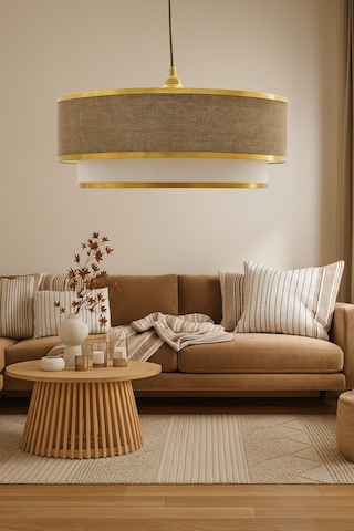 Vivid Tekli Sarkıt Hasır Kumbeji Avize Bej