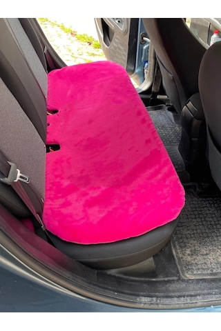 Yumuşak Tüylü Peluş Serme Oto Koltuk Koruyucu Minder Arka Fuşya Pembe