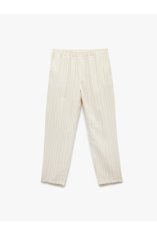 Koton Regular Fit Cep Detaylı Pamuklu Beli Lastikli Pantolon Bej 5sam40166hw Ekru