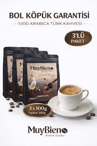 Türk Kahvesi 3x100g %100 Arabica Bol Köpüklü Yoğun Aromalı Taze Öğütülmüş