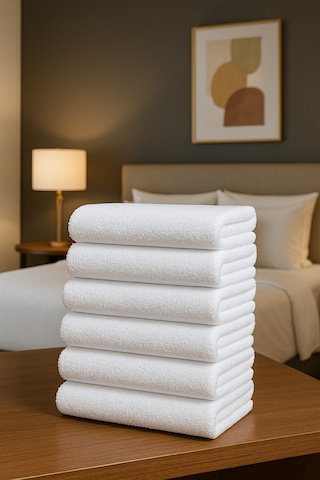 6 Adet Beyaz 50x85 Cm 200 Gram Bukle - Armür Otel El-yüz Havlusu Beyaz