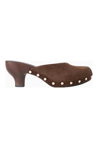 Camp Jeffrey Campbell Cloguette Kahverengi Süet, Stud Detaylı Yuvarlak Burun Kadın Mules Terlik Koyu Kahverengi 38