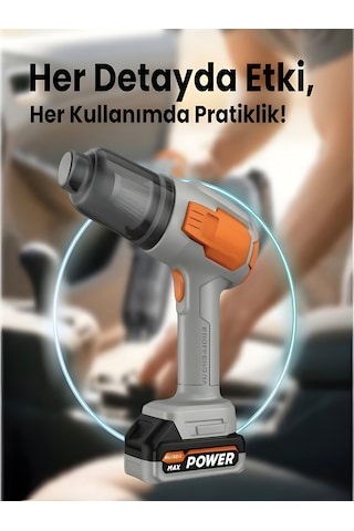 20000pa 120w Güçlü Emişli Çift Bataryalı Kablosuz Vakumlu Üflemeli Mini Araç Süpürgesiv -