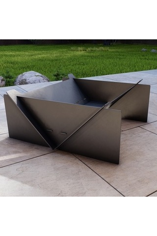 Kare Portatif Ateş Çukuru Çift Izgaralı Bahçeniz İçin Dekoratif Siyah