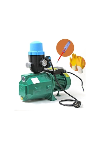 Jet-100 Hidromat Pompalı Otomatik Paket Hidrofor Su Motoru 1.5 - 1 Kw Hp Eldiven + Kontrol Kalemi
