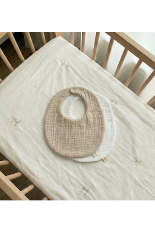 Oval Bej Ve Beyaz 2'li %100 Pamuk Müslin Bebek Önlüğü / Yakalık / Salya Önlüğü Oval Bej Ve Beyaz 2'li %100 Pamuk Müslin Bebek Önlüğü / Yakalık / Salya Önlüğü