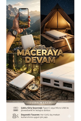 Ip-g12n 10000mah Micro+usb+ Type-c Giriş+çıkış Siyah Taşınabilir Pil Şarj Cihazı Powerbank Beyaz