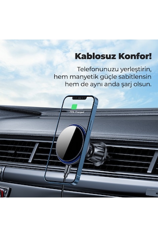 Woyax Magsafe Mıknatıslı Kablosuz Soğutmalı Şarjlı Promag Araç Içi Telefon Tutucu Araba Telefon Tutacağı Iphone/Android